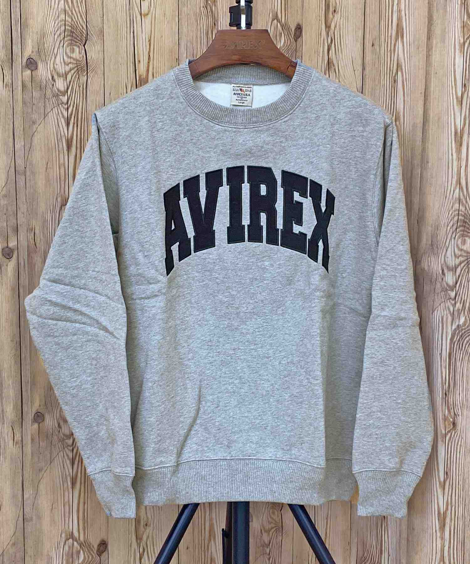 TopIsm AVIREX Renewal Trainer Fleece Lined Sweat Logo Embroidery Long Sleeve Crew Neck Men's Brand AVIREX American Casual