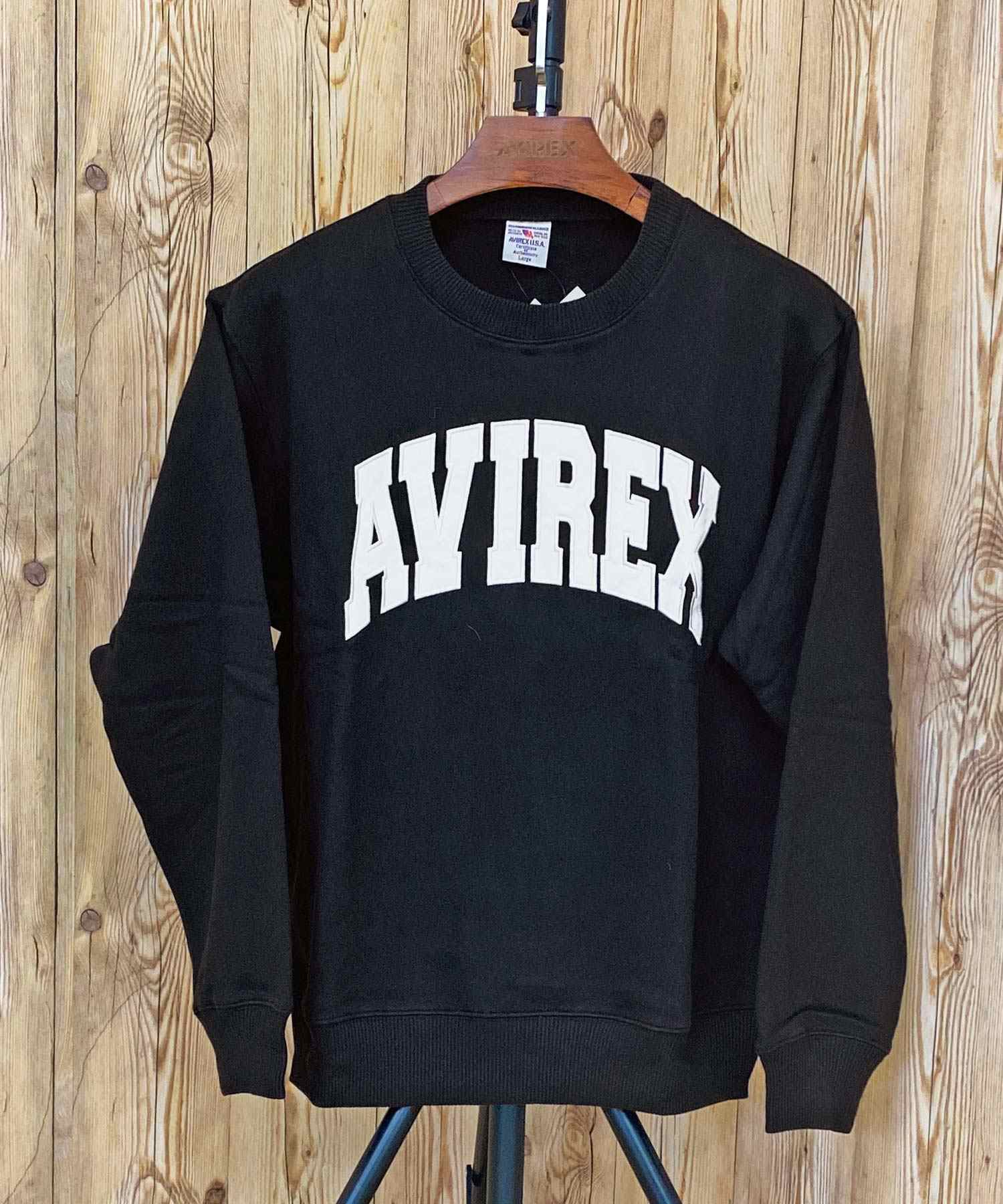 TopIsm AVIREX Renewal Trainer Fleece Lined Sweat Logo Embroidery Long Sleeve Crew Neck Men's Brand AVIREX American Casual