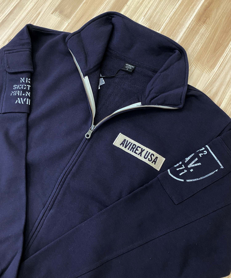 トップイズム TopIsm AVIREX アヴィレックス FATIGUE STAND ZIP スウェット ファティーグ スタンドジップジャケット ポケット付き ジップアップ アビレックス メンズ 長袖