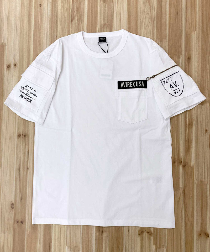 トップイズム TopIsm AVIREX アヴィレックス 半袖 ファティーグ Tシャツ 綿100% コットン クルーネック ポケット ミリタリー メンズ ブランド アビレックス