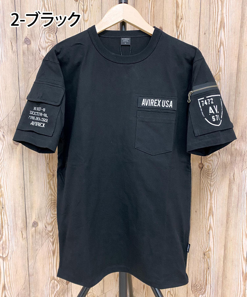 トップイズム TopIsm AVIREX アヴィレックス 半袖 ファティーグ Tシャツ 綿100% コットン クルーネック ポケット ミリタリー メンズ ブランド アビレックス