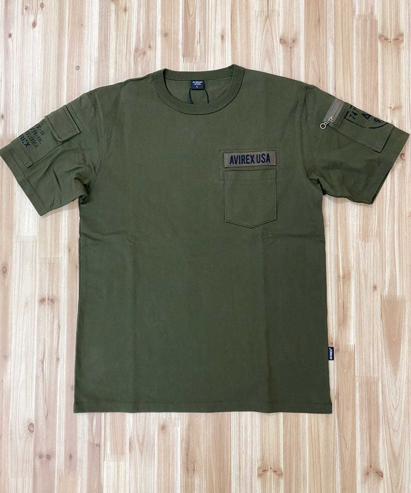 トップイズム TopIsm AVIREX アヴィレックス 半袖 ファティーグ Tシャツ 綿100% コットン クルーネック ポケット ミリタリー メンズ ブランド アビレックス