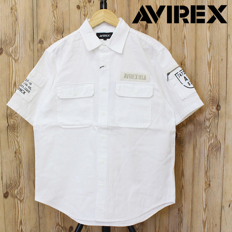 トップイズム TopIsm AVIREX アヴィレックス 半袖 ファティーグ カーキシャツ コットン ミリタリーシャツ 綿100% メンズ ブランド シャツ