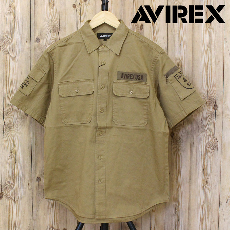 トップイズム TopIsm AVIREX アヴィレックス 半袖 ファティーグ カーキシャツ コットン ミリタリーシャツ 綿100% メンズ ブランド シャツ