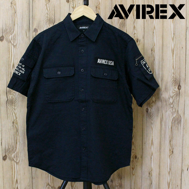 トップイズム TopIsm AVIREX アヴィレックス 半袖 ファティーグ カーキシャツ コットン ミリタリーシャツ 綿100% メンズ ブランド シャツ