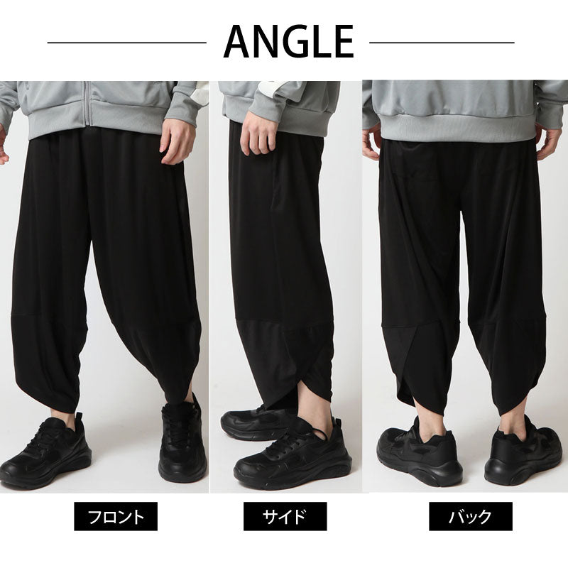 トップイズム TopIsm ショートパンツ メンズ サルエルパンツ アラジンパンツ ハーフパンツ リラックスパンツ ワイド 接触冷感 総柄 無地 UVカット ウォッシャブル 速乾ドライ イージーパンツ ボトムス