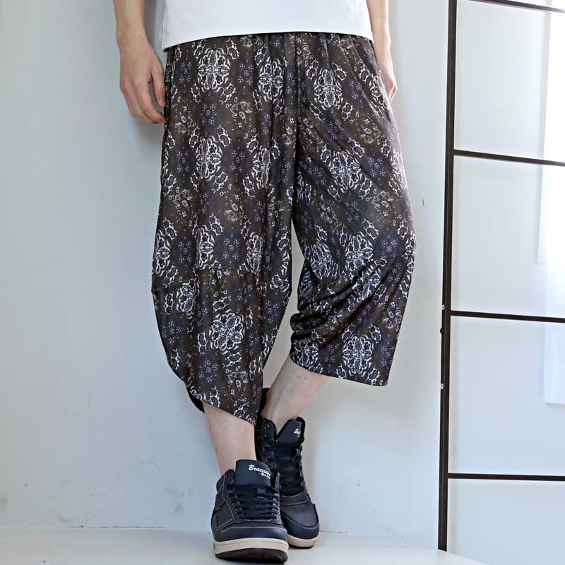 トップイズム TopIsm ショートパンツ メンズ サルエルパンツ アラジンパンツ ハーフパンツ リラックスパンツ ワイド 接触冷感 総柄 無地 UVカット ウォッシャブル 速乾ドライ イージーパンツ ボトムス