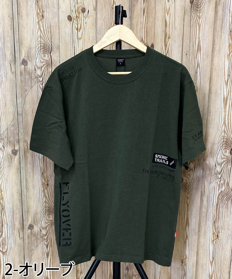 トップイズム TopIsm AVIREX アビレックス FLYOVER ステンシル風 プリント 半袖 Tシャツ メンズ ブランド トップス （1-ホワイト） 1-ホワイト