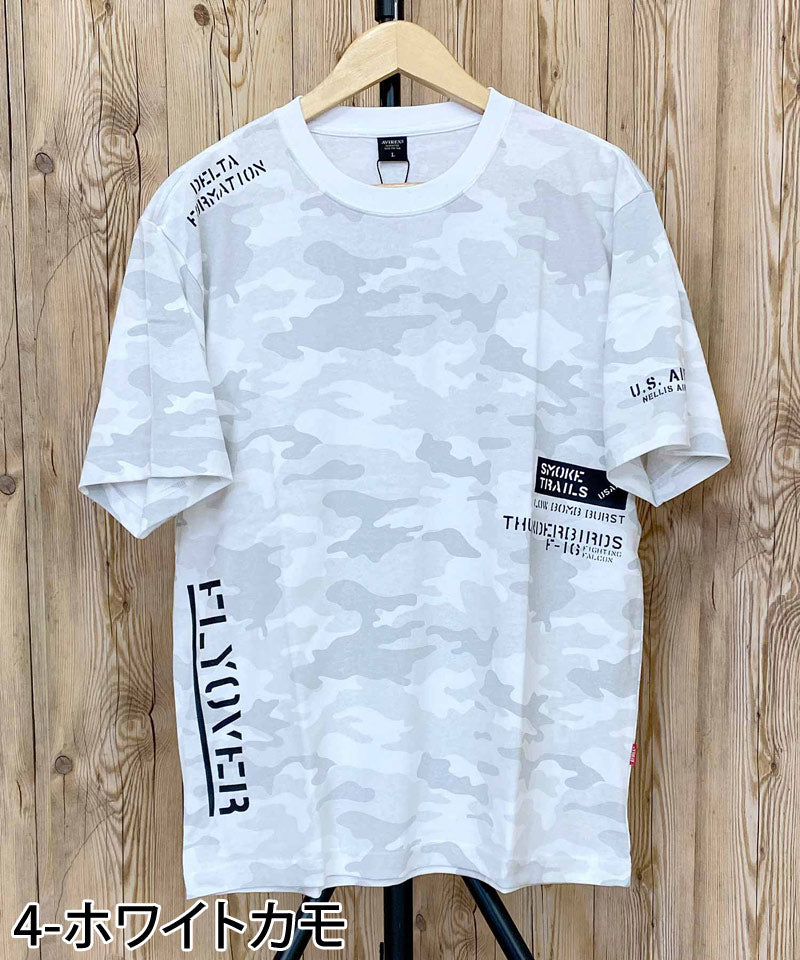 トップイズム TopIsm AVIREX アビレックス FLYOVER ステンシル風 プリント 半袖 Tシャツ メンズ ブランド トップス （1-ホワイト） 1-ホワイト