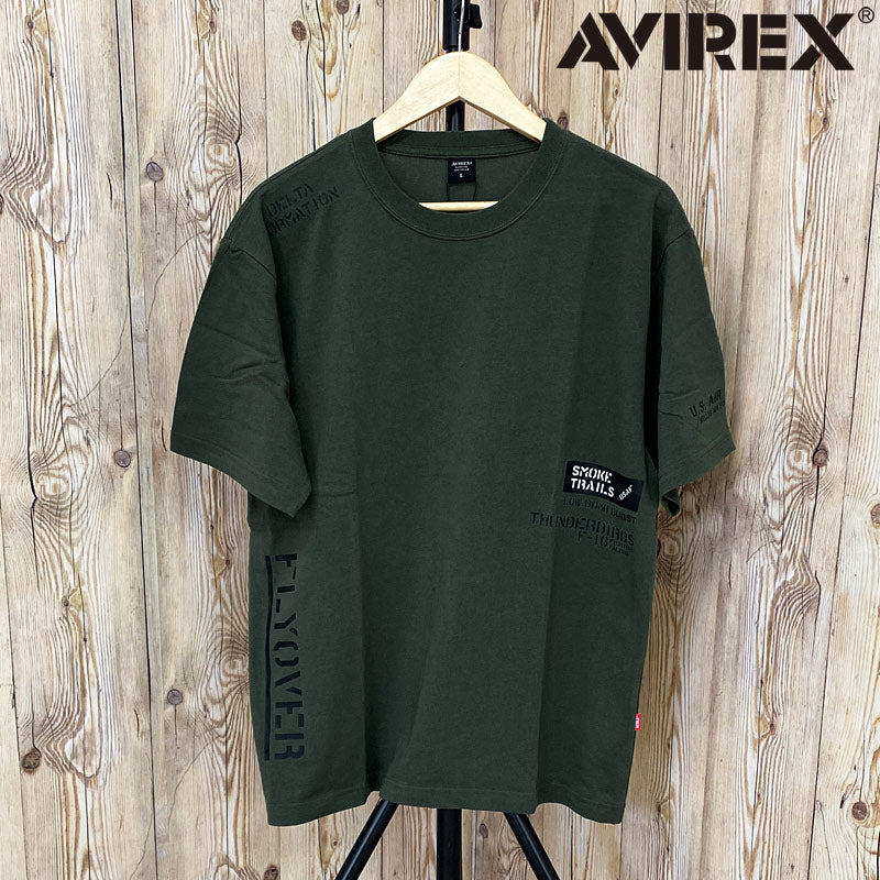 トップイズム TopIsm AVIREX アビレックス FLYOVER ステンシル風 プリント 半袖 Tシャツ メンズ ブランド トップス （2-オリーブ） 2-オリーブ