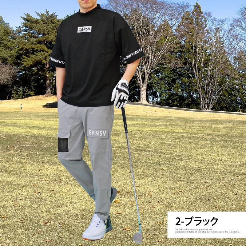 トップイズム TopIsm ゴルフウェア モックネックシャツ メンズ GIORNO SEVEN ジョルノセブン ハイネック ゴルフ 接触冷感 ワイドシルエット 半袖 シルバーロゴプリント トップス 春夏 （5-チャコール） 5-チャコール