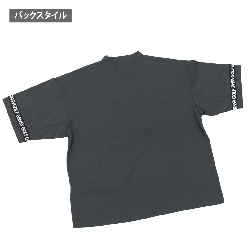 トップイズム TopIsm ゴルフウェア モックネックシャツ メンズ GIORNO SEVEN ジョルノセブン ハイネック ゴルフ 接触冷感 ワイドシルエット 半袖 シルバーロゴプリント トップス 春夏 （5-チャコール） 5-チャコール