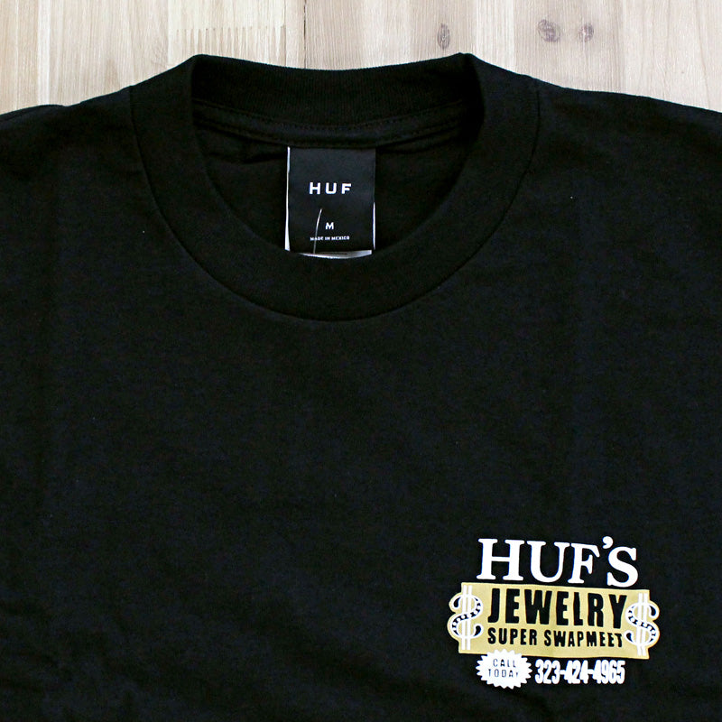 トップイズム TopIsm HUF ハフ ジュエリーロングスリーブバックプリントTシャツ クルーネック ロゴ プリント コットン ロンT カットソー トップス 長袖 Tシャツ メンズ ストリート スケボー ブランド （1-ホワイト） 1-ホワイト