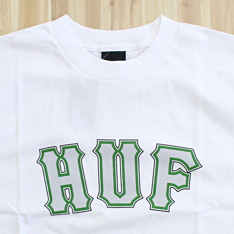 トップイズム TopIsm HUF ハフ ジャイアントショートスリーブ Tシャツ GIANT S/S TEE クルーネック ロゴ コットン トップス 半袖 メンズ ストリート スケボー ブランド （1-ホワイト） 1-ホワイト