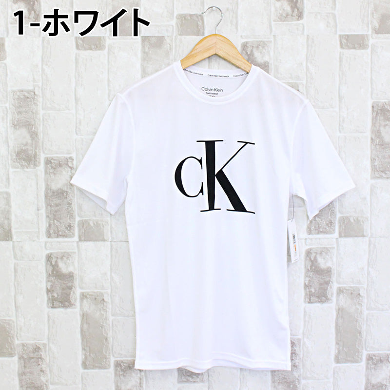 トップイズム TopIsm Calvin Klein カルバンクライン CK クイックドライ ラッシュガード Standard Light Weight Quick Dry S/S メンズ ブランド Tシャツ 春夏 （1-ホワイト） 1-ホワイト