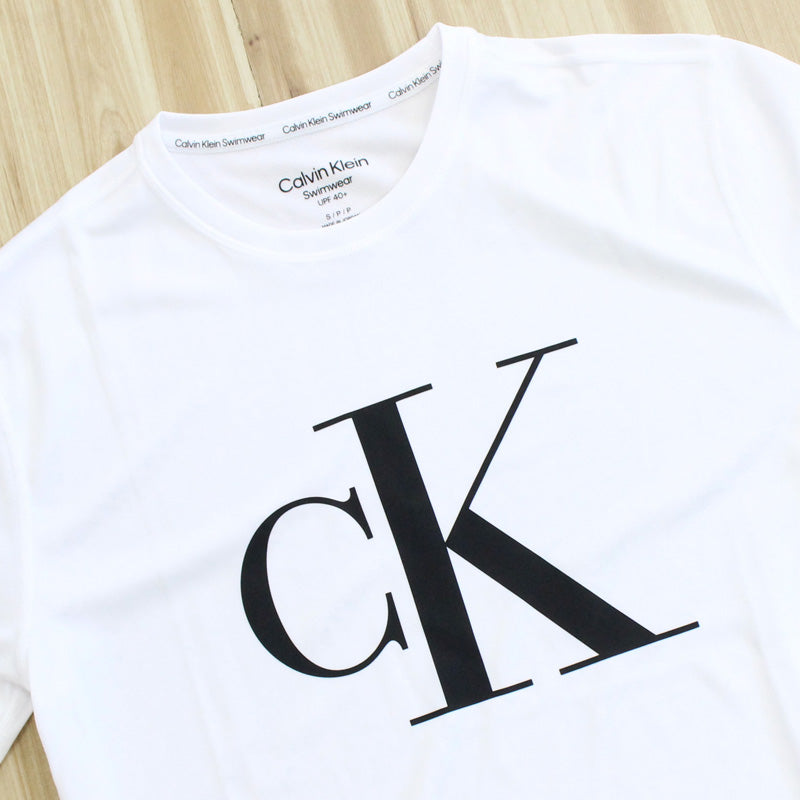 トップイズム TopIsm Calvin Klein カルバンクライン CK クイックドライ ラッシュガード Standard Light Weight Quick Dry S/S メンズ ブランド Tシャツ 春夏 （1-ホワイト） 1-ホワイト