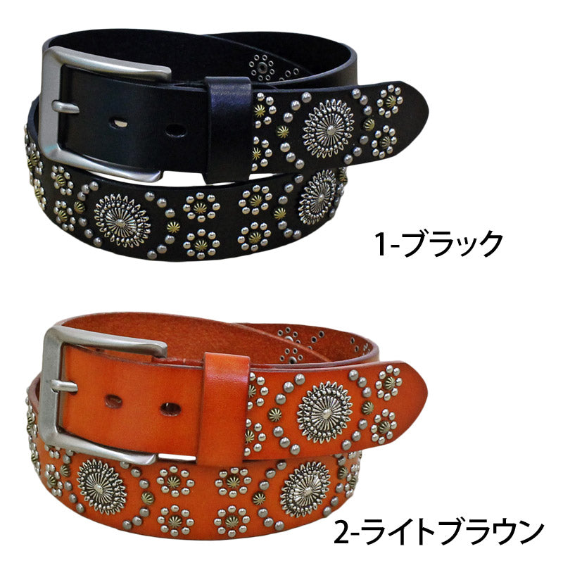 トップイズム TopIsm ベルト メンズ 本革 レザー ウエスタン スタッズベルト 牛革 男女兼用 メンズベルト （2-ライトブラウン） 2-ライトブラウン