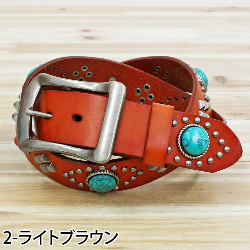 トップイズム TopIsm ベルト メンズ 本革 レザー ウエスタン スタッズベルト コンチョ 牛革 男女兼用 メンズベルト （1-ブラック） 1-ブラック