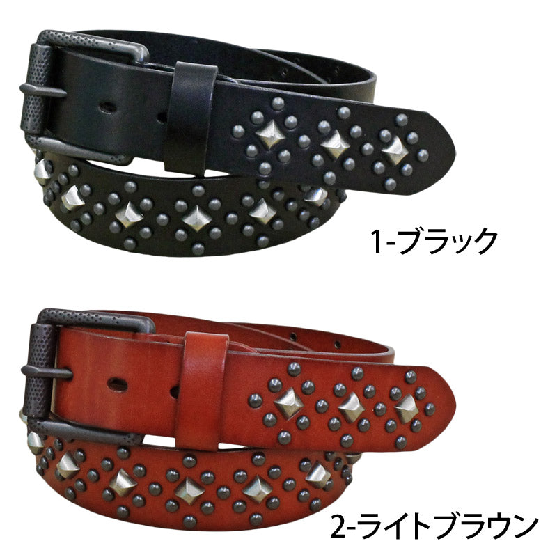 トップイズム TopIsm ベルト メンズ 本革 レザー ハードスタッズベルト 男女兼用 メンズベルト （2-ライトブラウン） 2-ライトブラウン