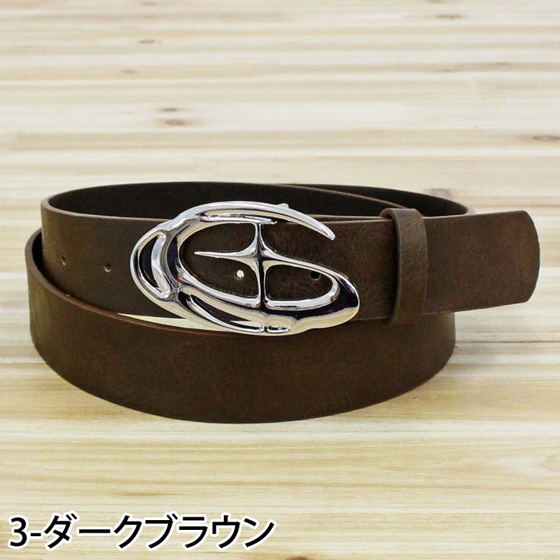 トップイズム TopIsm ベルト メンズ メタルロゴ バックルベルト 男女兼用 メンズベルト （3-ダークブラウン） 3-ダークブラウン