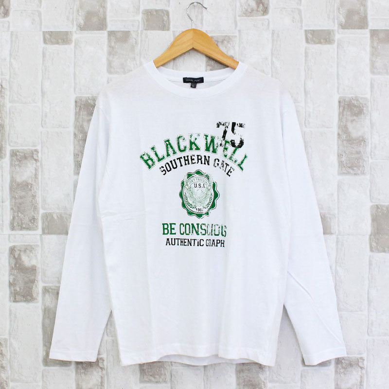 トップイズム TopIsm ロングTシャツ メンズ 長袖 Tシャツ プリントT ロンT アメカジ ミリタリー フォト 3L クルーネック トップス 男女兼用 ユニセックス 春夏 （2-ホワイト） 2-ホワイト