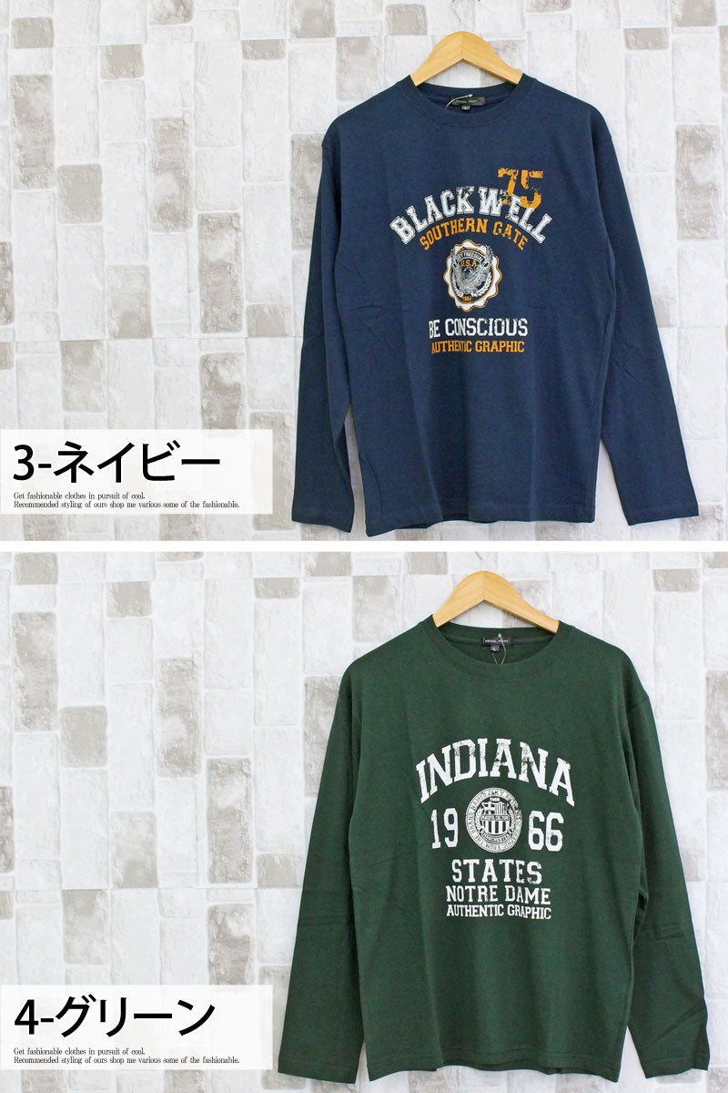 トップイズム TopIsm ロングTシャツ メンズ 長袖 Tシャツ プリントT ロンT アメカジ ミリタリー フォト 3L クルーネック トップス 男女兼用 ユニセックス 春夏 （2-ホワイト） 2-ホワイト