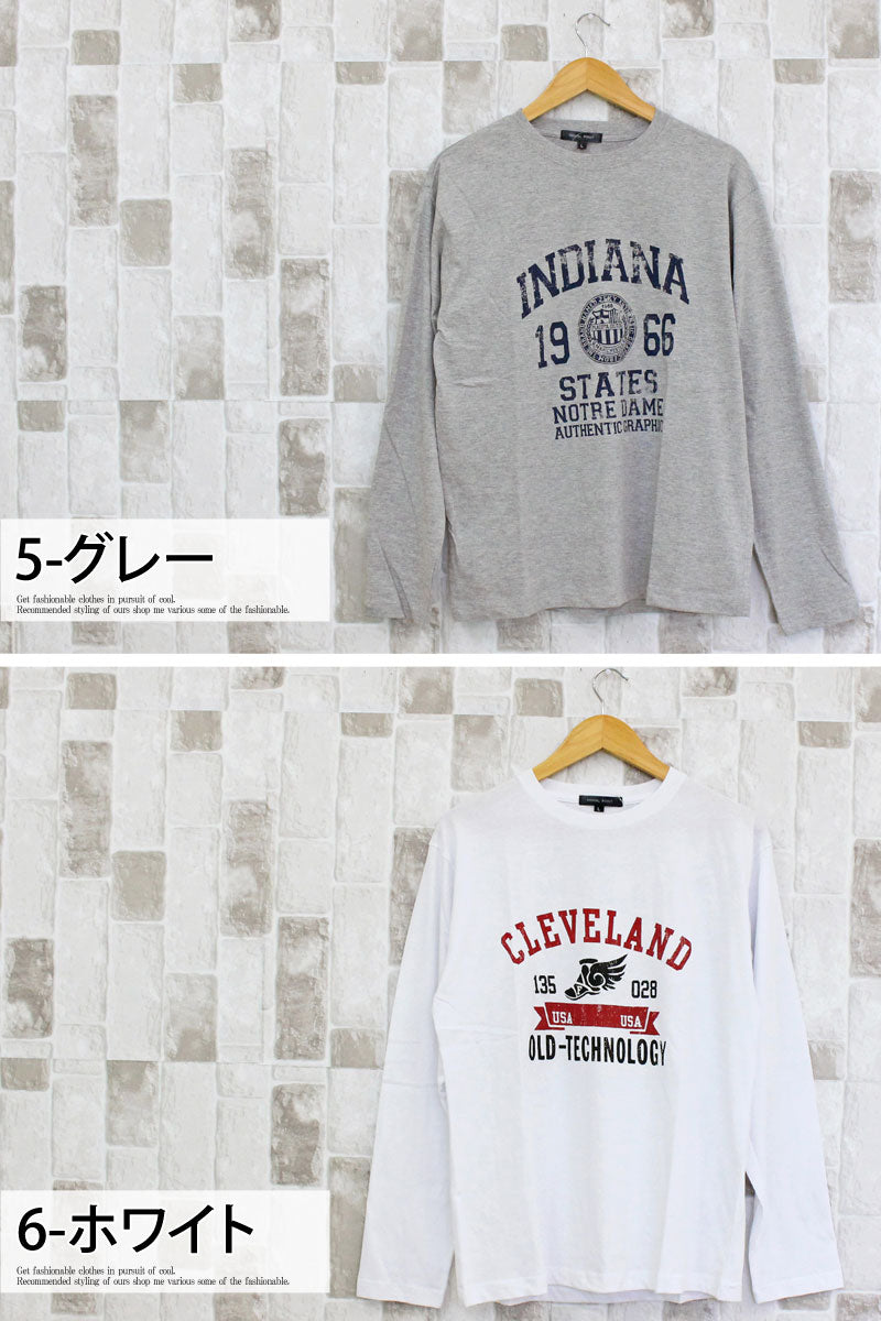 トップイズム TopIsm ロングTシャツ メンズ 長袖 Tシャツ プリントT ロンT アメカジ ミリタリー フォト 3L クルーネック トップス 男女兼用 ユニセックス 春夏 （2-ホワイト） 2-ホワイト
