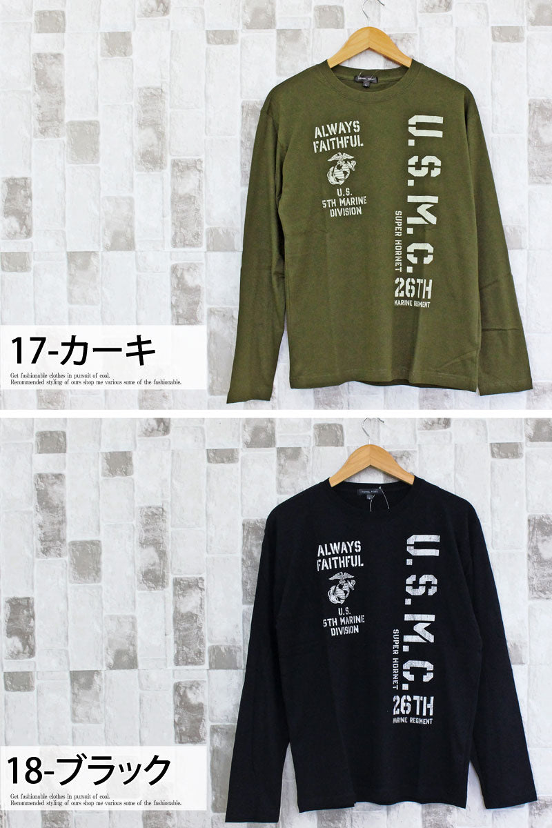 トップイズム TopIsm ロングTシャツ メンズ 長袖 Tシャツ プリントT ロンT アメカジ ミリタリー フォト 3L クルーネック トップス 男女兼用 ユニセックス 春夏 （2-ホワイト） 2-ホワイト