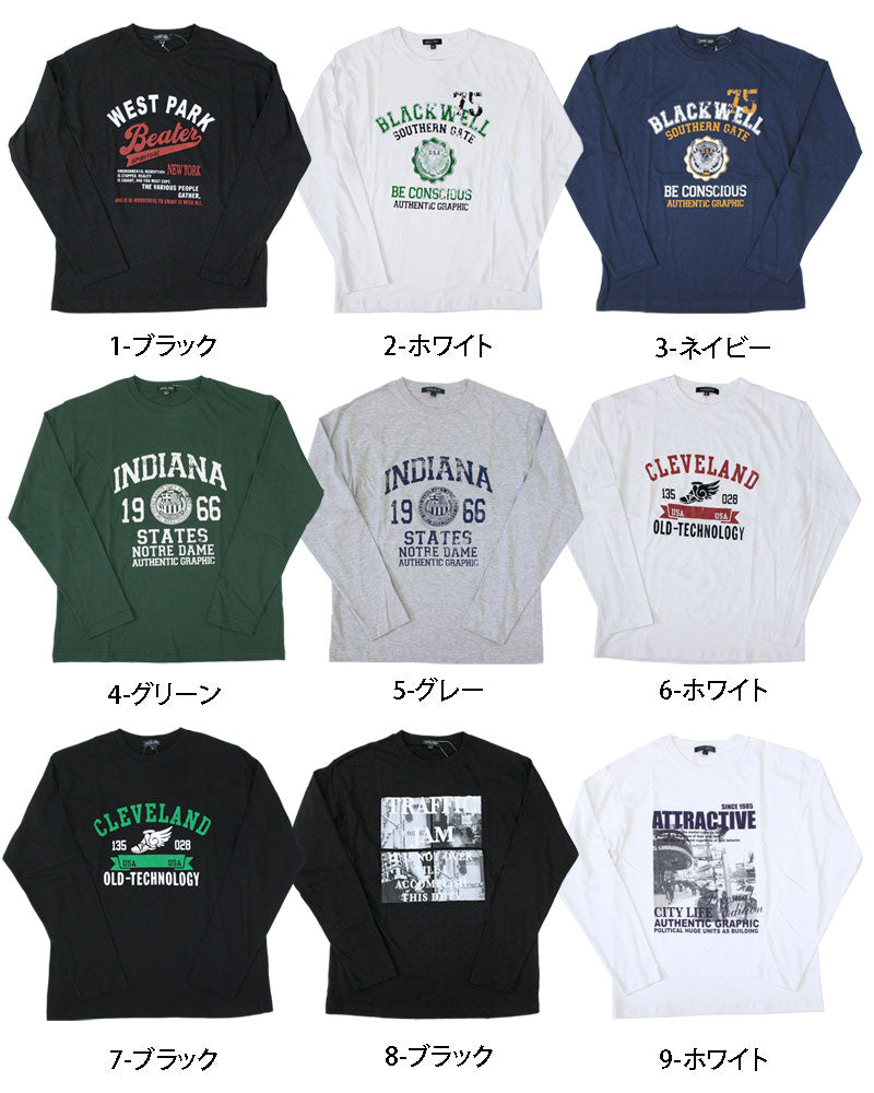 トップイズム TopIsm ロングTシャツ メンズ 長袖 Tシャツ プリントT ロンT アメカジ ミリタリー フォト 3L クルーネック トップス 男女兼用 ユニセックス 春夏 （2-ホワイト） 2-ホワイト