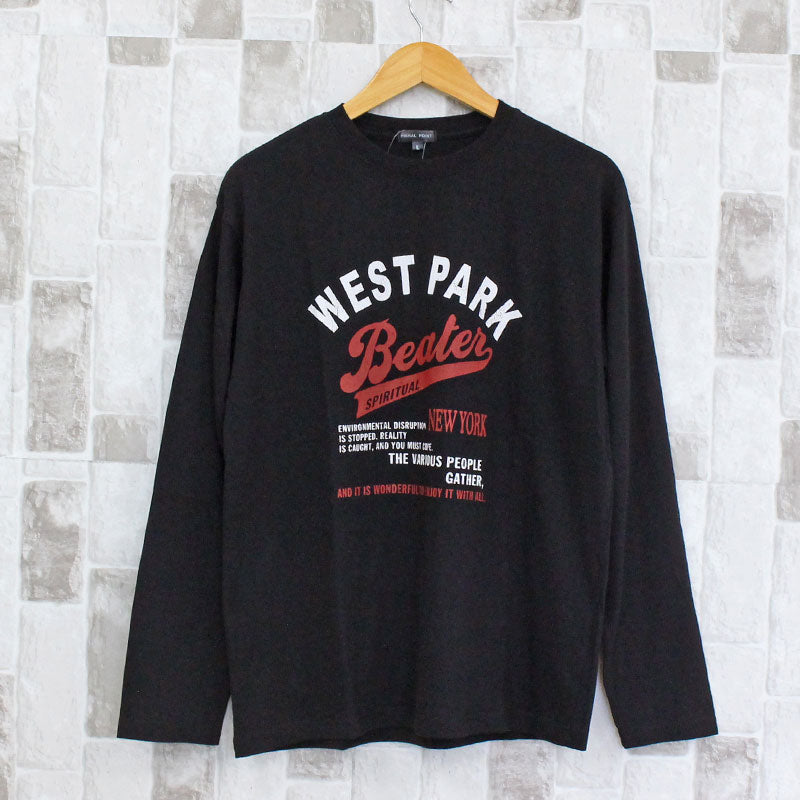 トップイズム TopIsm ロングTシャツ メンズ 長袖 Tシャツ プリントT ロンT アメカジ ミリタリー フォト 3L クルーネック トップス 男女兼用 ユニセックス 春夏 （1-ブラック） 1-ブラック