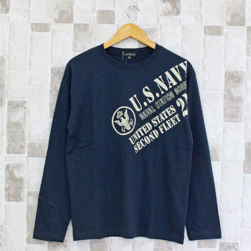 トップイズム TopIsm ロングTシャツ メンズ 長袖 Tシャツ プリントT ロンT アメカジ ミリタリー フォト 3L クルーネック トップス 男女兼用 ユニセックス 春夏 （15-ネイビー） 15-ネイビー