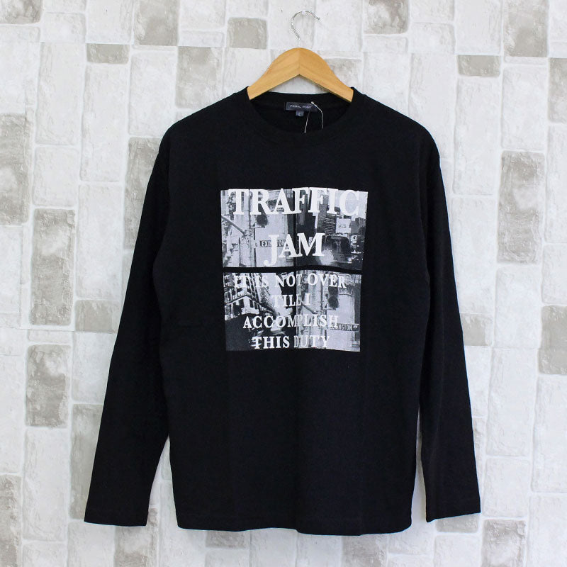 トップイズム TopIsm ロングTシャツ メンズ 長袖 Tシャツ プリントT ロンT アメカジ ミリタリー フォト 3L クルーネック トップス 男女兼用 ユニセックス 春夏 （8-ブラック） 8-ブラック