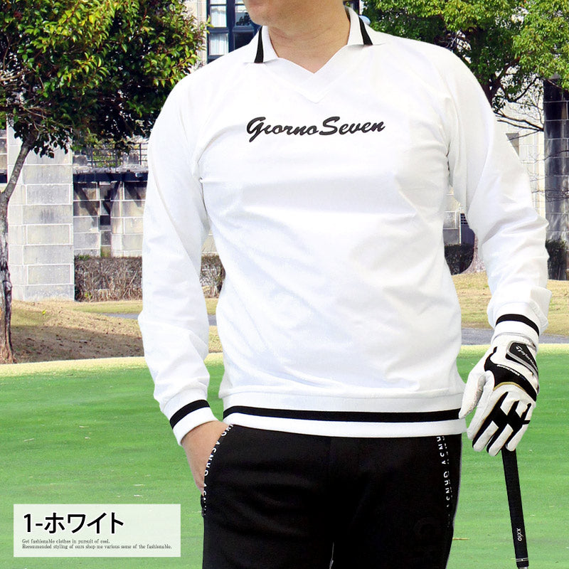 トップイズム TopIsm ゴルフウェア メンズ Vネック襟 GIORNO SEVEN ジョルノセブン トップス 長袖 ポロシャツ 春夏 秋冬 おしゃれ （4-チャコール） 4-チャコール