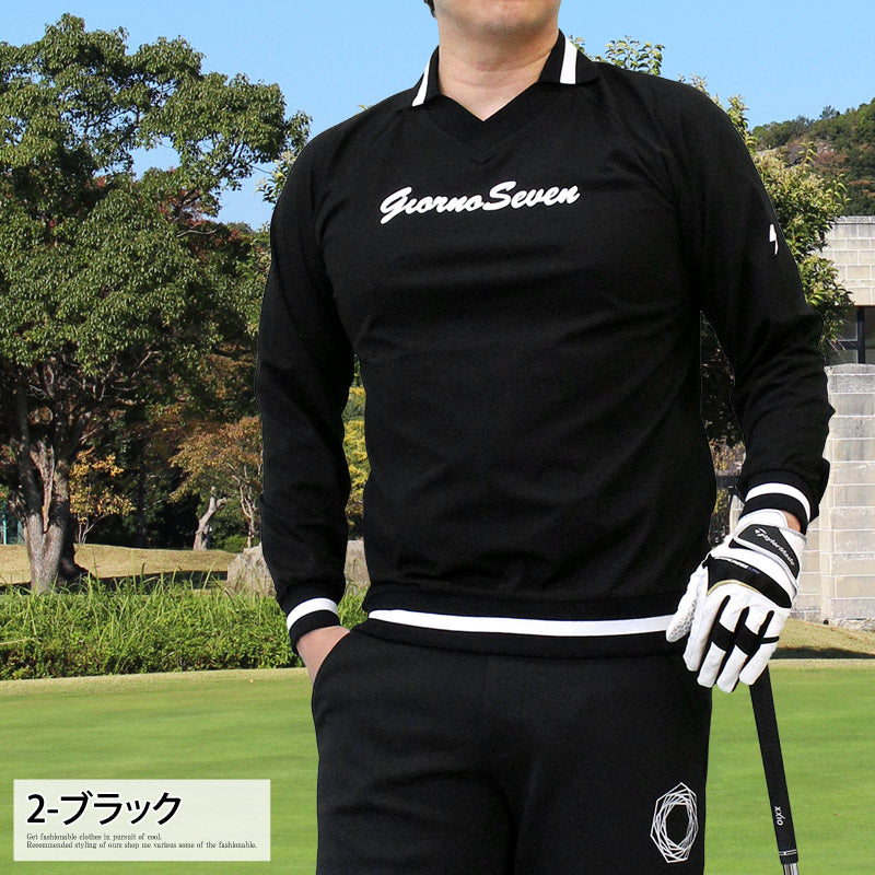 トップイズム TopIsm ゴルフウェア メンズ Vネック襟 GIORNO SEVEN ジョルノセブン トップス 長袖 ポロシャツ 春夏 秋冬 おしゃれ （4-チャコール） 4-チャコール