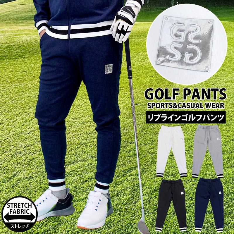 トップイズム TopIsm ゴルフパンツ メンズ ゴルフウェア GIORNO SEVEN ジョルノセブン 裾ラインリブ ストレッチ ウエストゴム イージーパンツ ボトムス 秋冬 春夏 （3-ブラック） 3-ブラック