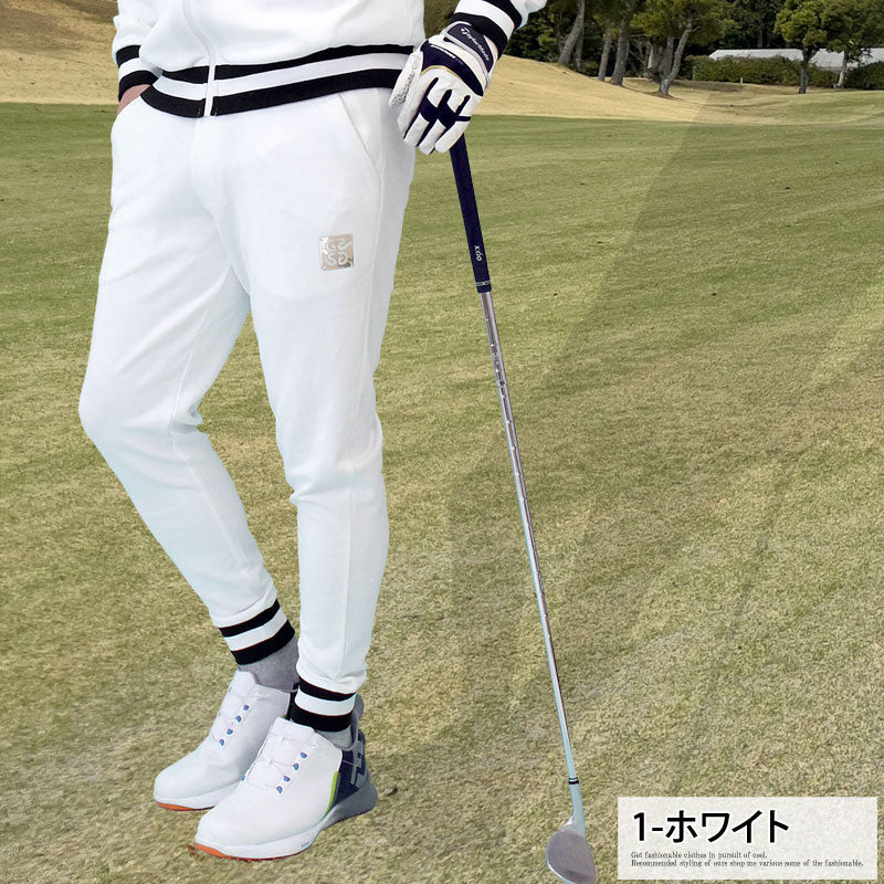 トップイズム TopIsm ゴルフパンツ メンズ ゴルフウェア GIORNO SEVEN ジョルノセブン 裾ラインリブ ストレッチ ウエストゴム イージーパンツ ボトムス 秋冬 春夏 （3-ブラック） 3-ブラック