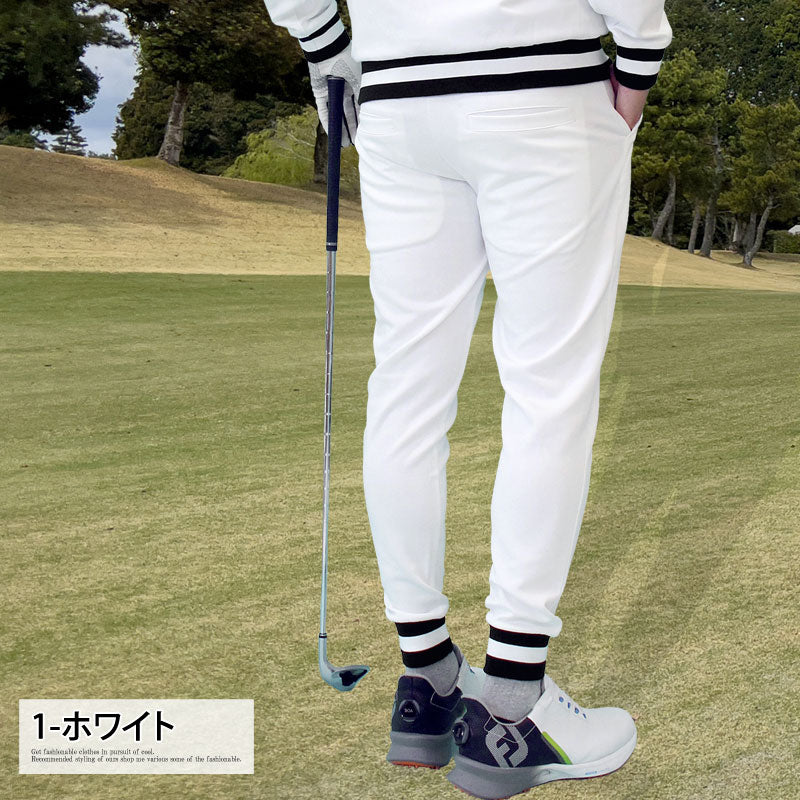 トップイズム TopIsm ゴルフパンツ メンズ ゴルフウェア GIORNO SEVEN ジョルノセブン 裾ラインリブ ストレッチ ウエストゴム イージーパンツ ボトムス 秋冬 春夏 （3-ブラック） 3-ブラック