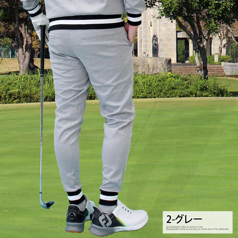 トップイズム TopIsm ゴルフパンツ メンズ ゴルフウェア GIORNO SEVEN ジョルノセブン 裾ラインリブ ストレッチ ウエストゴム イージーパンツ ボトムス 秋冬 春夏 （3-ブラック） 3-ブラック