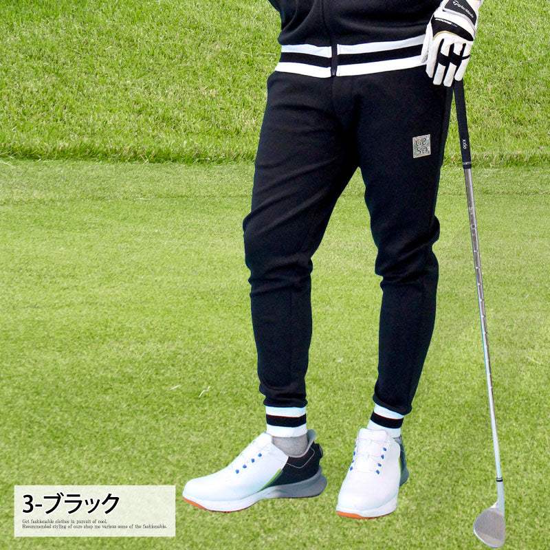 トップイズム TopIsm ゴルフパンツ メンズ ゴルフウェア GIORNO SEVEN ジョルノセブン 裾ラインリブ ストレッチ ウエストゴム イージーパンツ ボトムス 秋冬 春夏 （3-ブラック） 3-ブラック