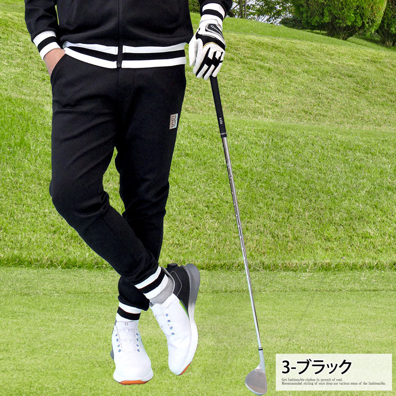 トップイズム TopIsm ゴルフパンツ メンズ ゴルフウェア GIORNO SEVEN ジョルノセブン 裾ラインリブ ストレッチ ウエストゴム イージーパンツ ボトムス 秋冬 春夏 （3-ブラック） 3-ブラック