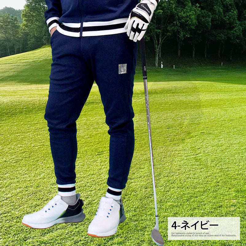 トップイズム TopIsm ゴルフパンツ メンズ ゴルフウェア GIORNO SEVEN ジョルノセブン 裾ラインリブ ストレッチ ウエストゴム イージーパンツ ボトムス 秋冬 春夏 （3-ブラック） 3-ブラック