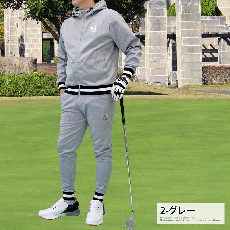 トップイズム TopIsm ゴルフウェア メンズ 上下セットアップ GIORNO SEVEN ジョルノセブン ジップアップパーカー トップス ゴルフパンツ リブライン ブランド おしゃれ 秋冬 春夏 （1-ホワイト） 1-ホワイト
