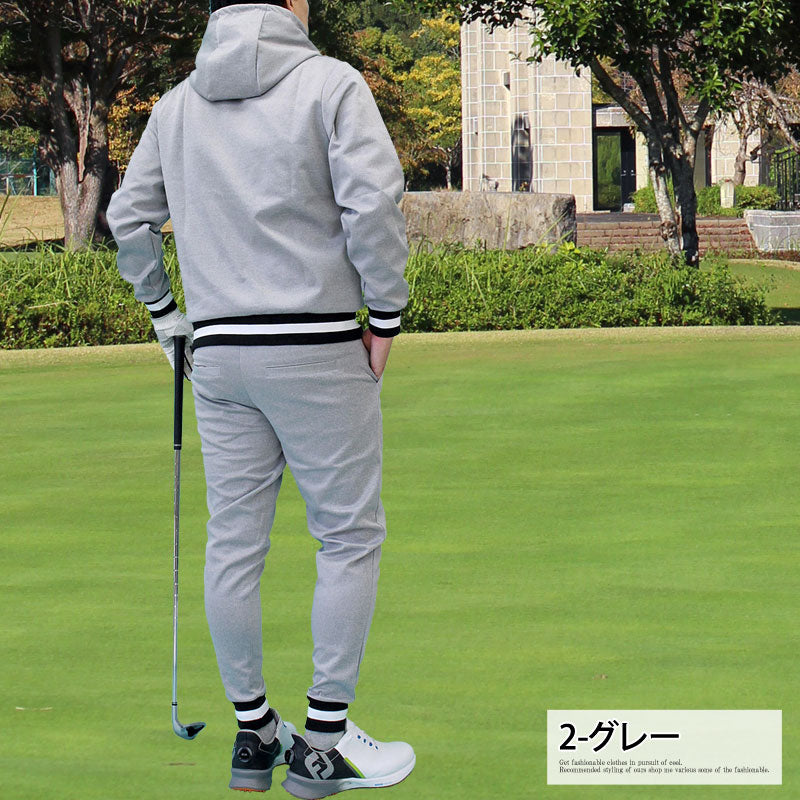 トップイズム TopIsm ゴルフウェア メンズ 上下セットアップ GIORNO SEVEN ジョルノセブン ジップアップパーカー トップス ゴルフパンツ リブライン ブランド おしゃれ 秋冬 春夏 （1-ホワイト） 1-ホワイト