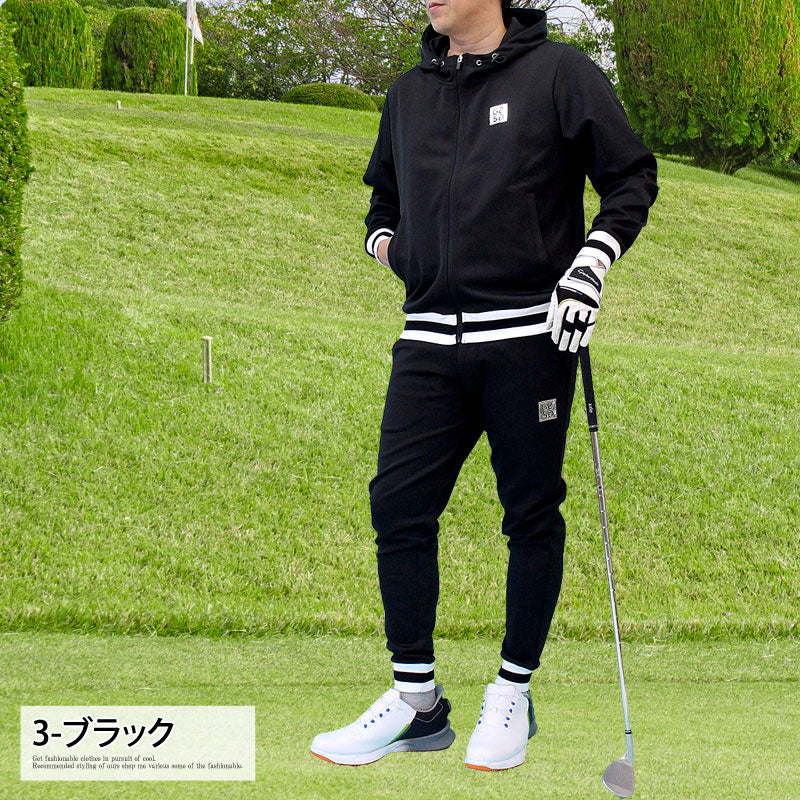 トップイズム TopIsm ゴルフウェア メンズ 上下セットアップ GIORNO SEVEN ジョルノセブン ジップアップパーカー トップス ゴルフパンツ リブライン ブランド おしゃれ 秋冬 春夏 （1-ホワイト） 1-ホワイト
