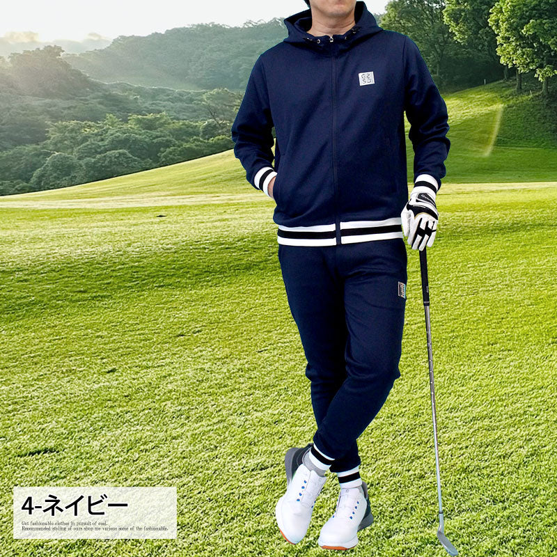 トップイズム TopIsm ゴルフウェア メンズ 上下セットアップ GIORNO SEVEN ジョルノセブン ジップアップパーカー トップス ゴルフパンツ リブライン ブランド おしゃれ 秋冬 春夏 （1-ホワイト） 1-ホワイト