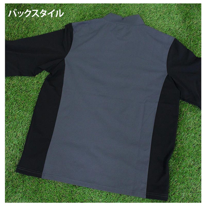 トップイズム TopIsm ゴルフウェア メンズ ハーフジップ モックネックシャツ  GIORNO SEVEN ジョルノセブン ハイネック トップス 長袖 ポロシャツ 切替カラー ブランド おしゃれ 春夏 秋冬 （4-チャコール） 4-チャコール