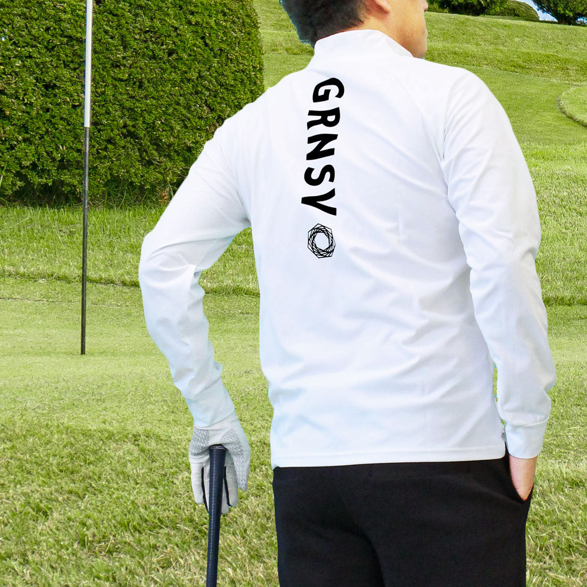 トップイズム TopIsm ゴルフウェア メンズ ハーフジップ モックネックシャツ  GIORNO SEVEN ジョルノセブン ハイネック トップス 長袖 ポロシャツ ロゴ バックプリント ブランド おしゃれ 春夏 秋冬 （1-ホワイト） 1-ホワイト