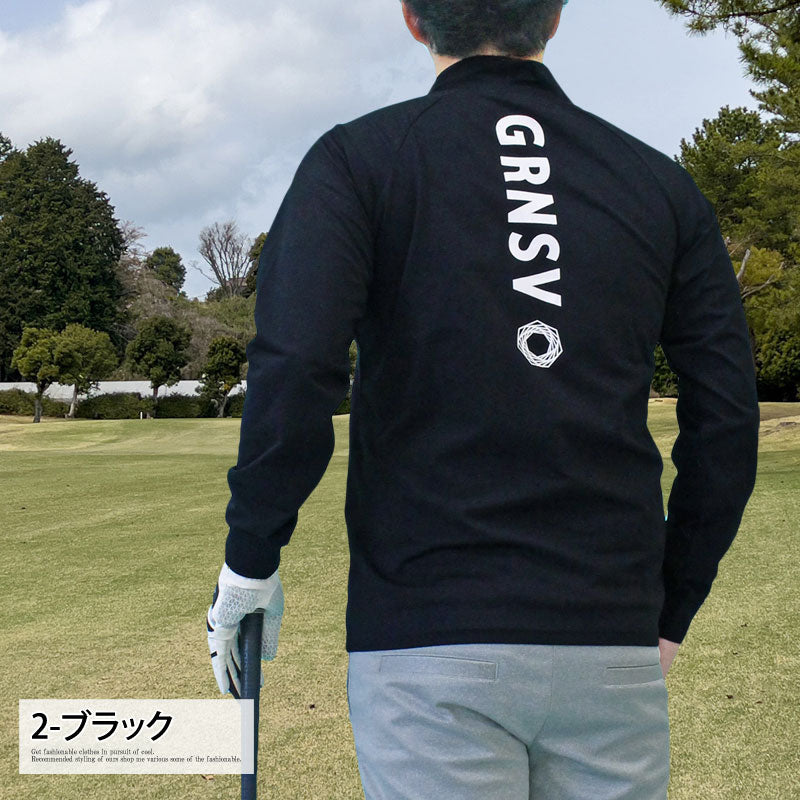 トップイズム TopIsm ゴルフウェア メンズ ハーフジップ モックネックシャツ  GIORNO SEVEN ジョルノセブン ハイネック トップス 長袖 ポロシャツ ロゴ バックプリント ブランド おしゃれ 春夏 秋冬 （1-ホワイト） 1-ホワイト