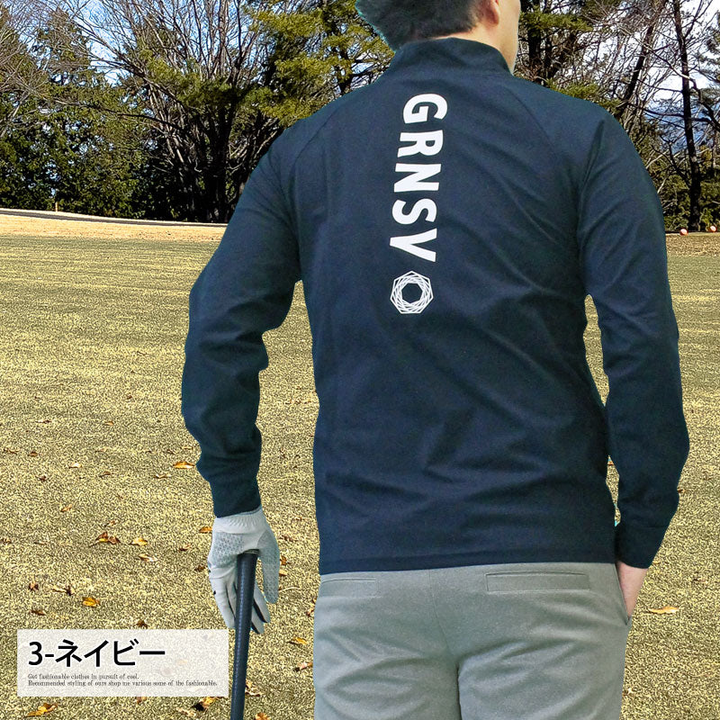トップイズム TopIsm ゴルフウェア メンズ ハーフジップ モックネックシャツ  GIORNO SEVEN ジョルノセブン ハイネック トップス 長袖 ポロシャツ ロゴ バックプリント ブランド おしゃれ 春夏 秋冬 （1-ホワイト） 1-ホワイト