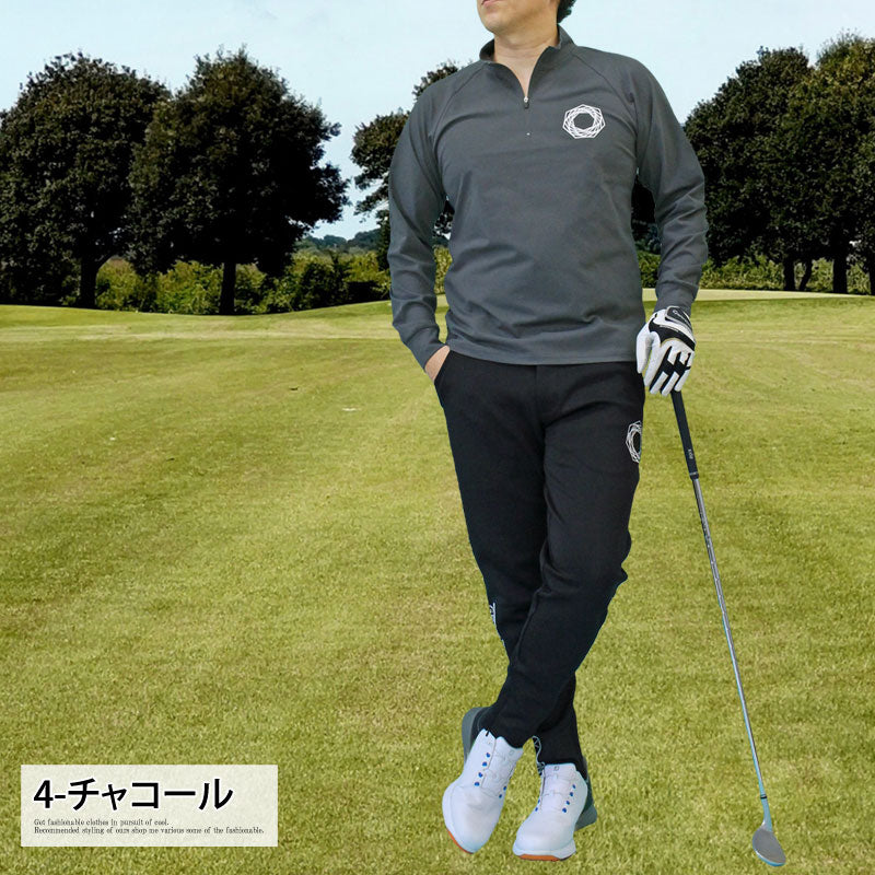 トップイズム TopIsm ゴルフウェア メンズ ハーフジップ モックネックシャツ  GIORNO SEVEN ジョルノセブン ハイネック トップス 長袖 ポロシャツ ロゴ バックプリント ブランド おしゃれ 春夏 秋冬 （1-ホワイト） 1-ホワイト